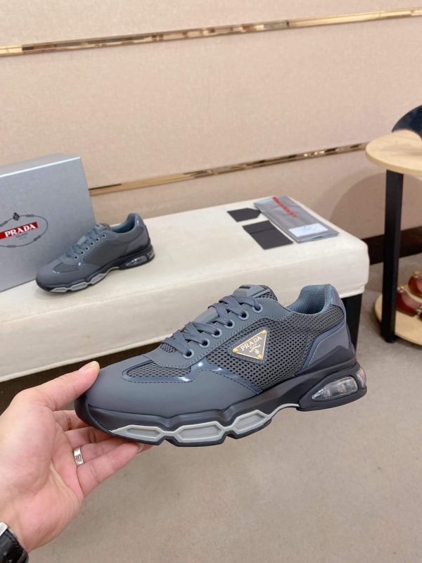 Prada Grey Men's Re-Nylon and Leather Sneakers