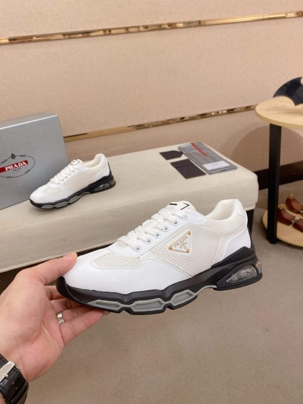 Prada White Men's Re-Nylon and Leather Sneakers