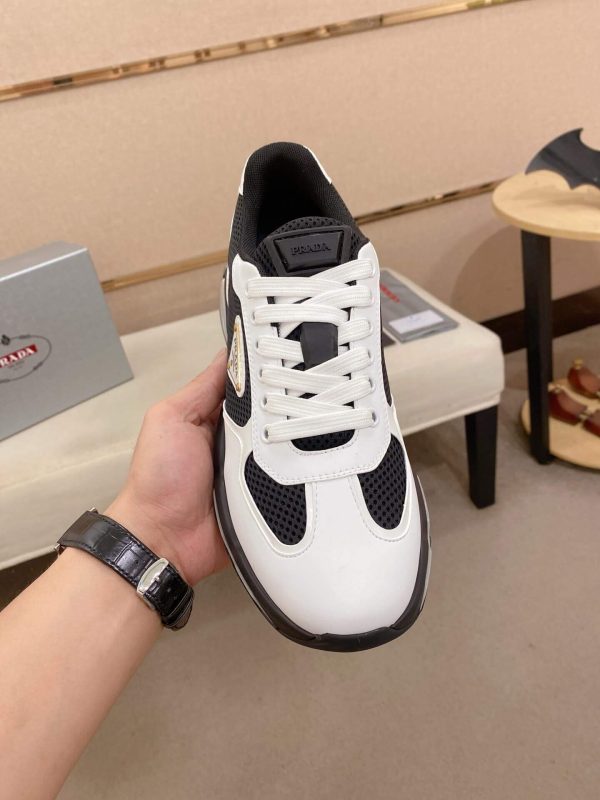 Prada Black and White Men's Re-Nylon and Leather Sneakers