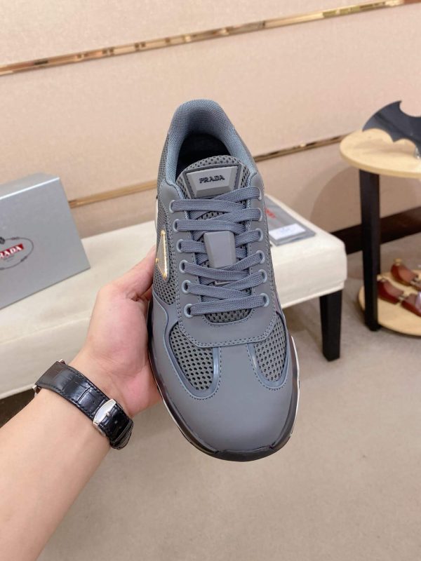 Prada Grey Men's Re-Nylon and Leather Sneakers