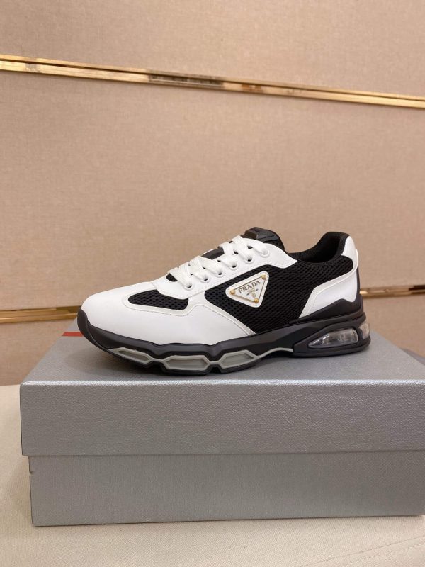 Prada Black and White Men's Re-Nylon and Leather Sneakers