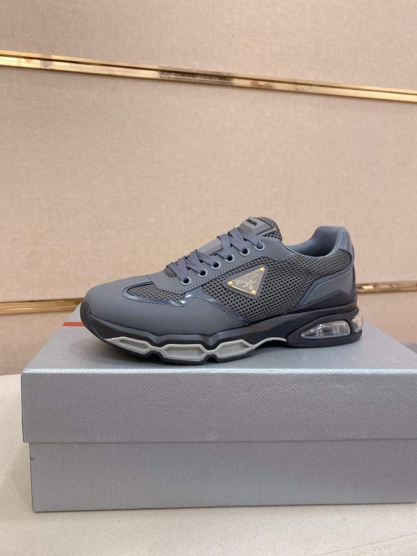 Prada Grey Men's Re-Nylon and Leather Sneakers