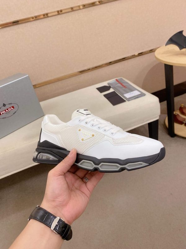 Prada White Men's Re-Nylon and Leather Sneakers