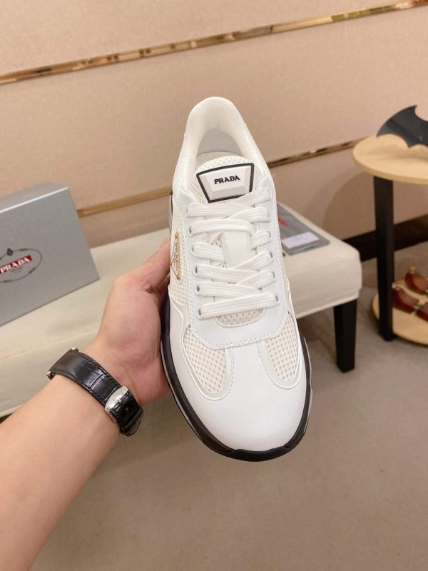 Prada White Men's Re-Nylon and Leather Sneakers