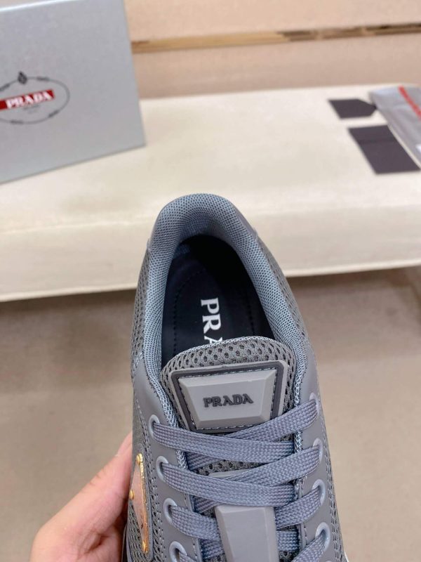 Prada Grey Men's Re-Nylon and Leather Sneakers