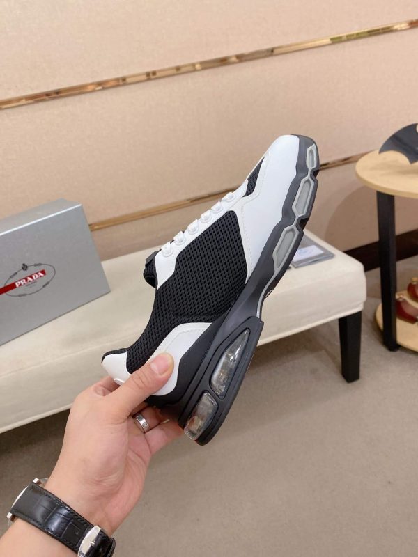 Prada Black and White Men's Re-Nylon and Leather Sneakers