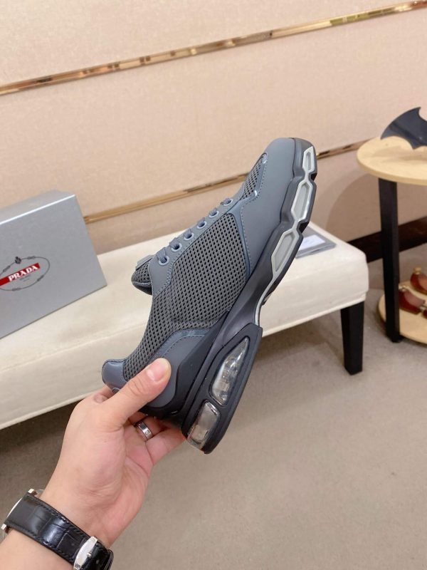 Prada Grey Men's Re-Nylon and Leather Sneakers