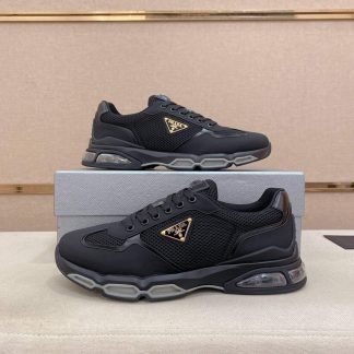 Prada Black Men's Re-Nylon and Leather Sneakers