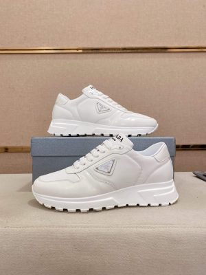 Prada Prax 01 Leather Sneakers in All White
