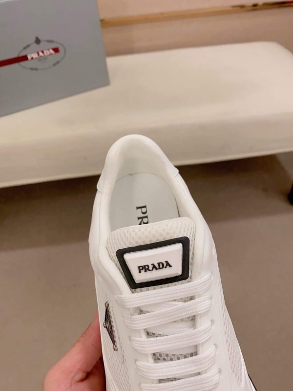 White Prada Prax 2.0 Fabric and Mesh Sneakers