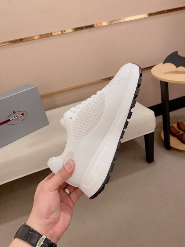 White Prada Prax 2.0 Fabric and Mesh Sneakers