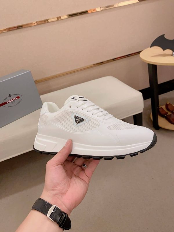 White Prada Prax 2.0 Fabric and Mesh Sneakers