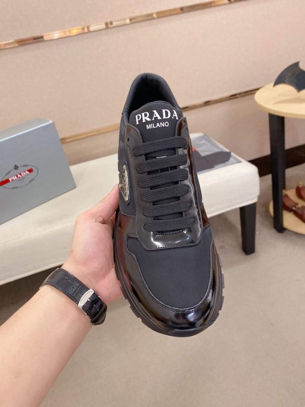 Prada Prax 01 Re-Nylon and Brushed Leather Sneakers in All Black