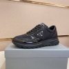 Prada Prax 01 Re-Nylon and Brushed Leather Sneakers in All Black