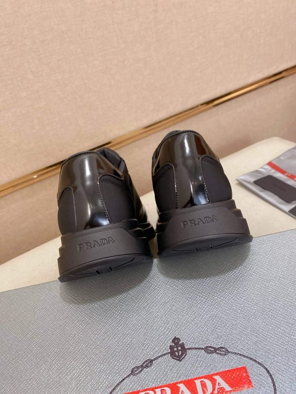 Prada Prax 01 Re-Nylon and Brushed Leather Sneakers in All Black