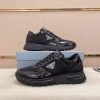 Prada Prax 01 Re-Nylon and Brushed Leather Sneakers in All Black