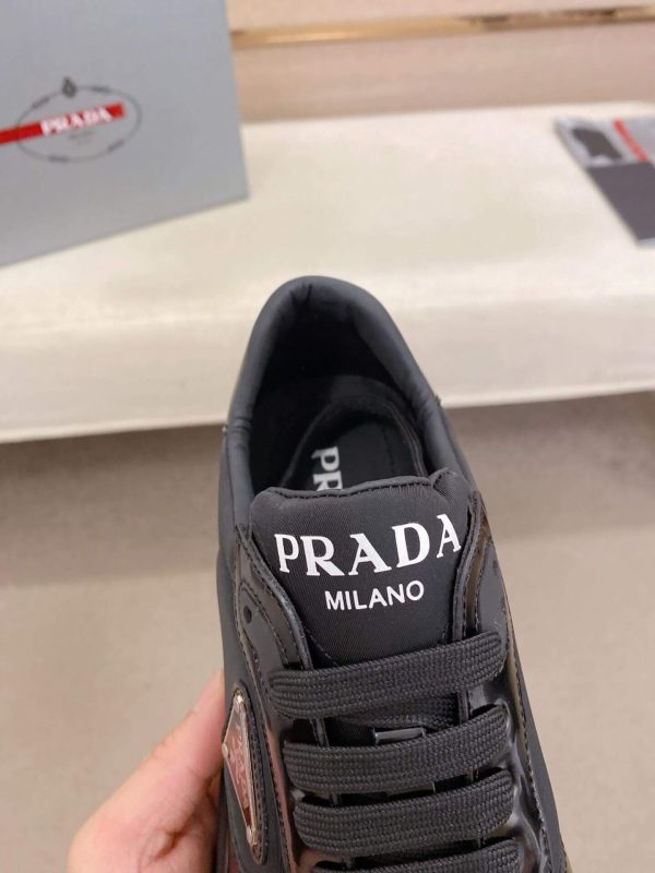 Prada Prax 01 Re-Nylon and Brushed Leather Sneakers in All Black