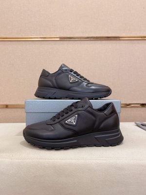 Prada Prax 01 Leather Sneakers in All Black