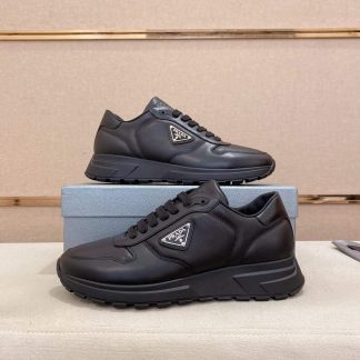 Prada Prax 01 Leather Sneakers in All Black