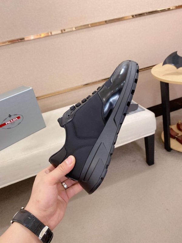 Prada Prax 01 Re-Nylon and Brushed Leather Sneakers in All Black