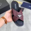 Prada Burgundry Saffiano Leather Crisscross Slides