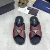 Prada Burgundry Saffiano Leather Crisscross Slides