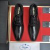 PRADA Milano “Moiré Cap‑Toe” Black Leather Lace‑Ups