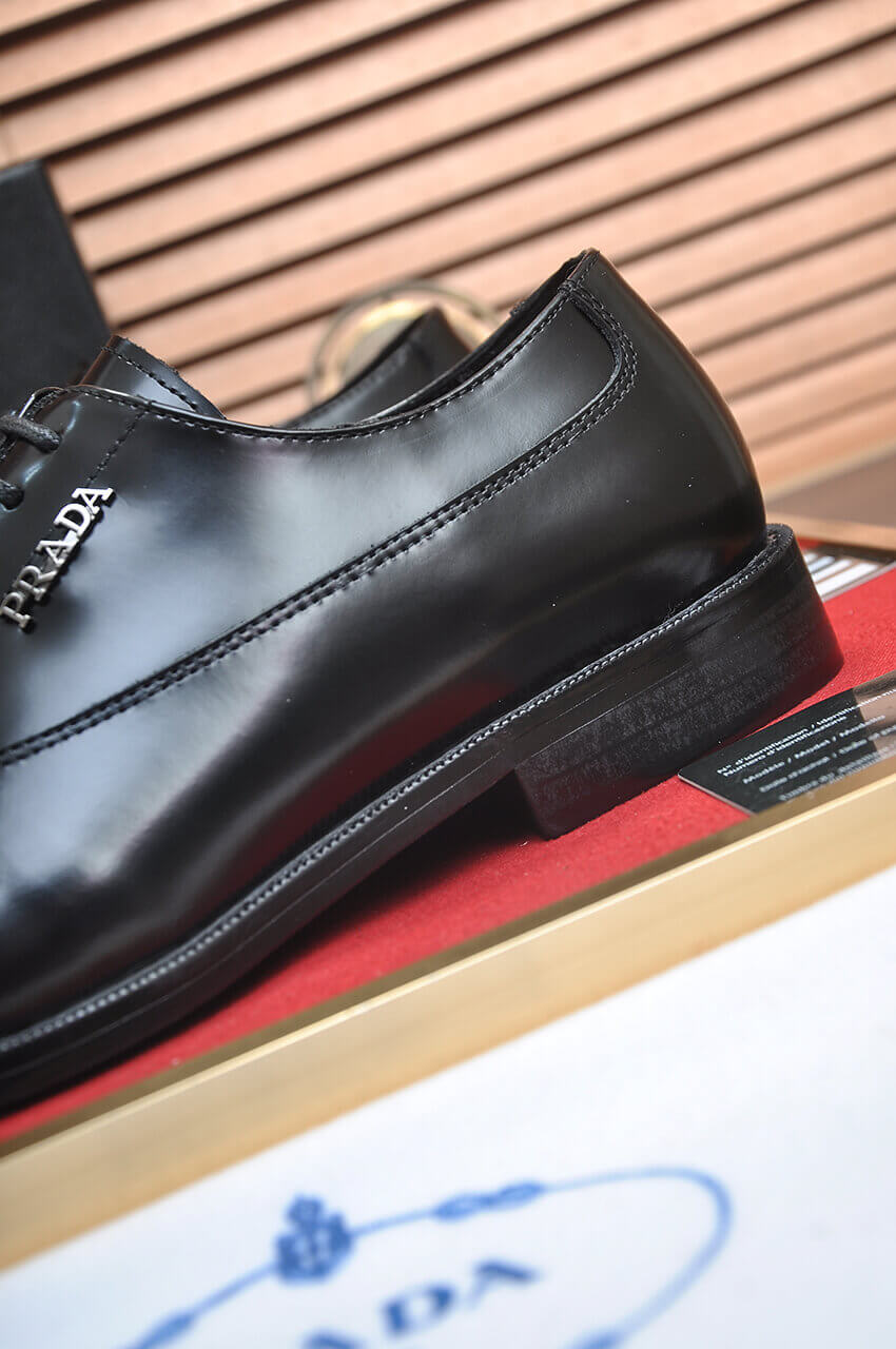 PRADA Prestige – Black Brushed Leather Lace-Up Dress Shoes 6 PRADA Prestige – Black Brushed Leather Lace-Up Dress Shoes - Image 6