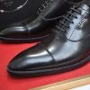 PRADA Prestige – Black Brushed Leather Lace-Up Dress Shoes