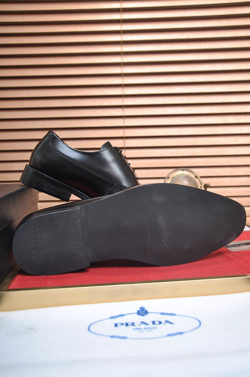 PRADA Prestige – Black Brushed Leather Lace-Up Dress Shoes 3 PRADA Prestige – Black Brushed Leather Lace-Up Dress Shoes - Image 3