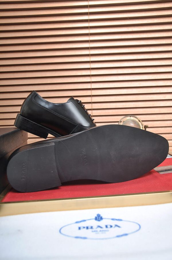 PRADA Milano “Moiré Cap‑Toe” Black Leather Lace‑Ups