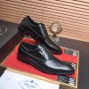 PRADA Milano “Moiré Cap‑Toe” Black Leather Lace‑Ups