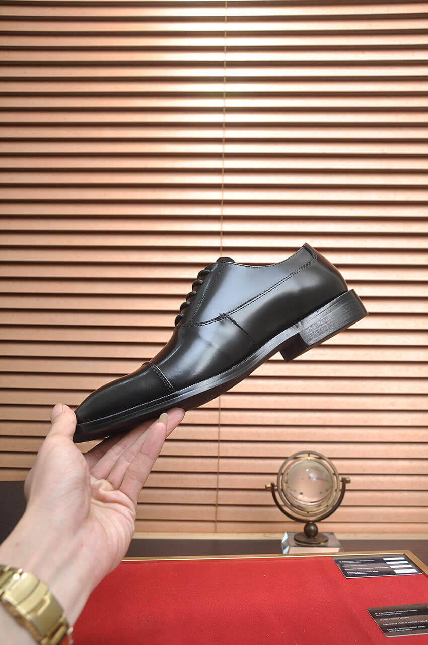 PRADA Prestige – Black Brushed Leather Lace-Up Dress Shoes 10 PRADA Prestige – Black Brushed Leather Lace-Up Dress Shoes - Image 10