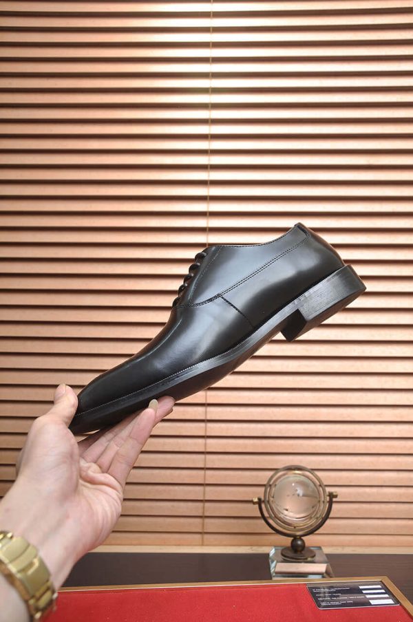 PRADA Milano “Moiré Cap‑Toe” Black Leather Lace‑Ups