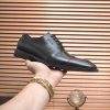 PRADA Prestige – Black Brushed Leather Lace-Up Dress Shoes