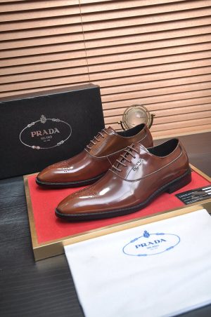 Prada Brown Patent Leather Oxford Shoes