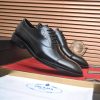 PRADA Prestige – Black Brushed Leather Lace-Up Dress Shoes