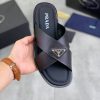 Prada Black Saffiano Leather Crisscross Slides