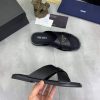 Prada Black Saffiano Leather Crisscross Slides
