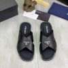 Prada Black Saffiano Leather Crisscross Slides