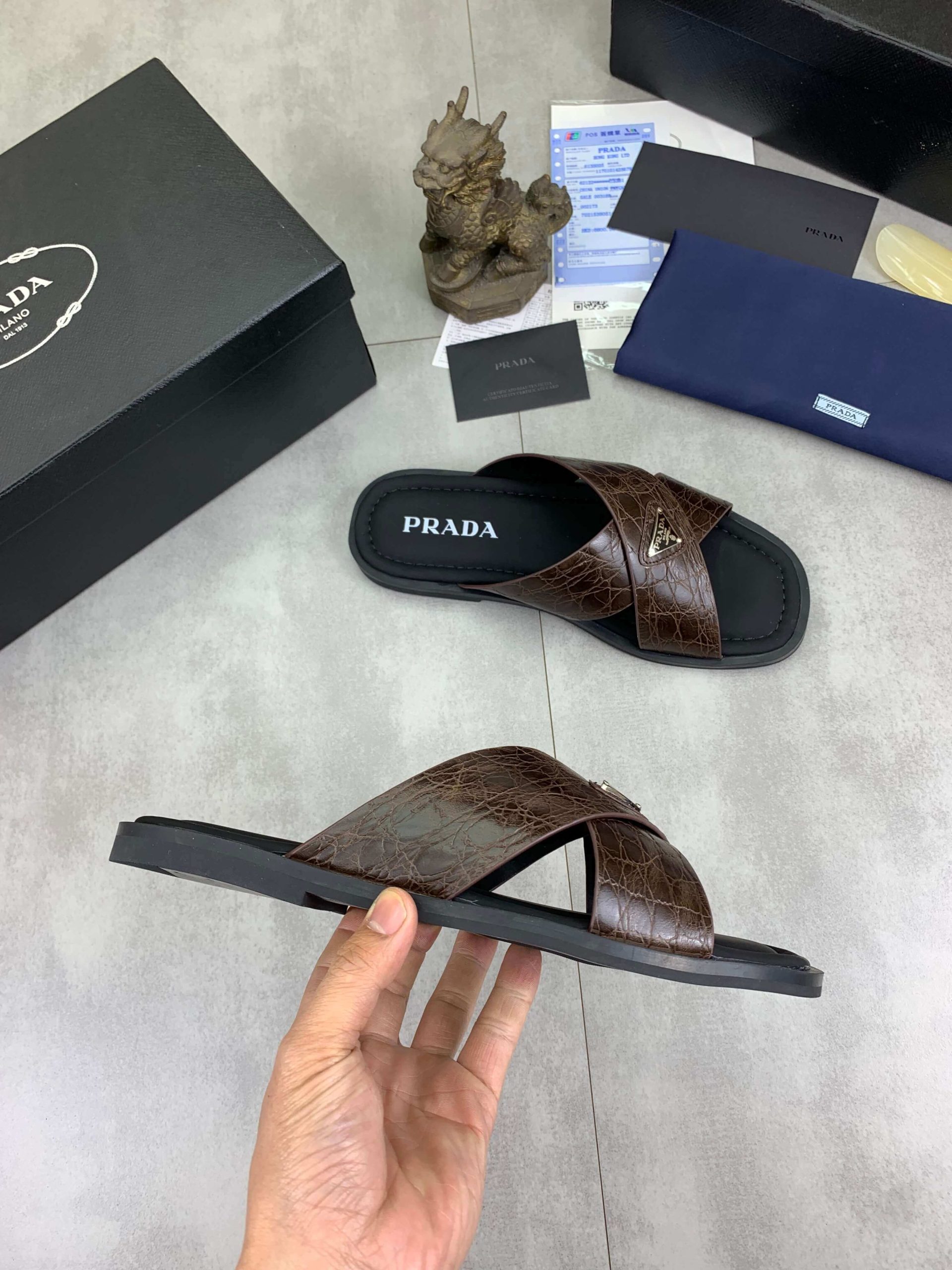 Prada Brown Crocodile Leather Crisscross Sandals 8 Prada Brown Crocodile Leather Crisscross Sandals - Image 8