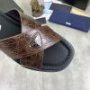 Pradamen_sbrownleathercrisscrosssandals_8 Prada Brown Crocodile Leather Crisscross Sandals