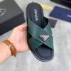 Pradamen_scrisscrosssandalsingreenleather_1 Prada Green Saffiano Leather Crisscross Slides
