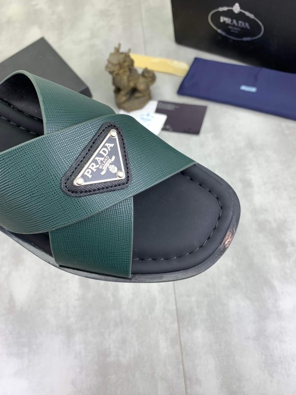 Pradamen_scrisscrosssandalsingreenleather_6 Prada Green Saffiano Leather Crisscross Slides