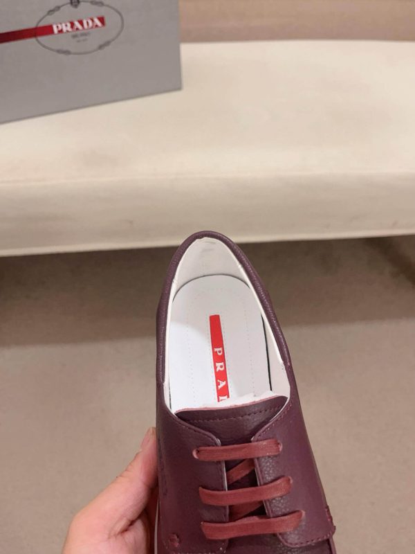 Prada Burgundry Leather Lace-Up Loafer