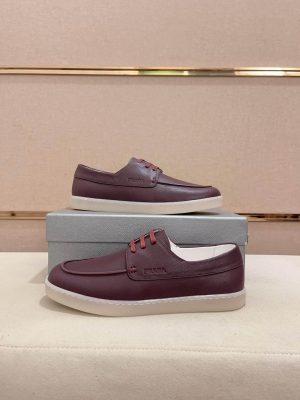 Prada Burgundry Leather Lace-Up Loafer