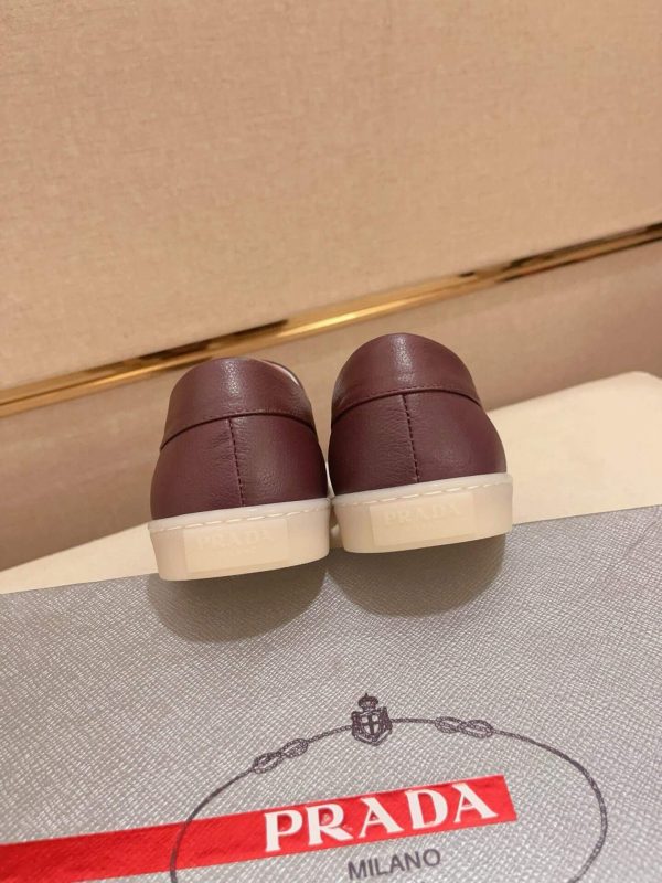 Prada Burgundry Leather Lace-Up Loafer