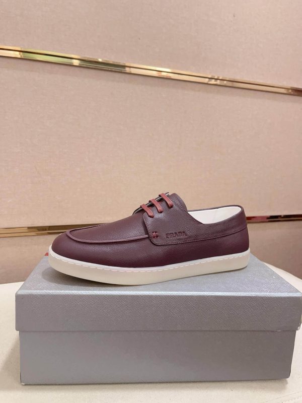Prada Burgundry Leather Lace-Up Loafer