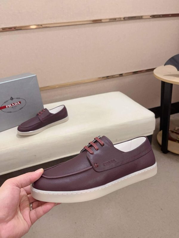 Prada Burgundry Leather Lace-Up Loafer