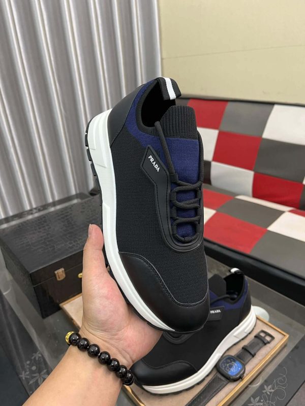Prada Linea Rossa Knit Sneaker in Black and Blue